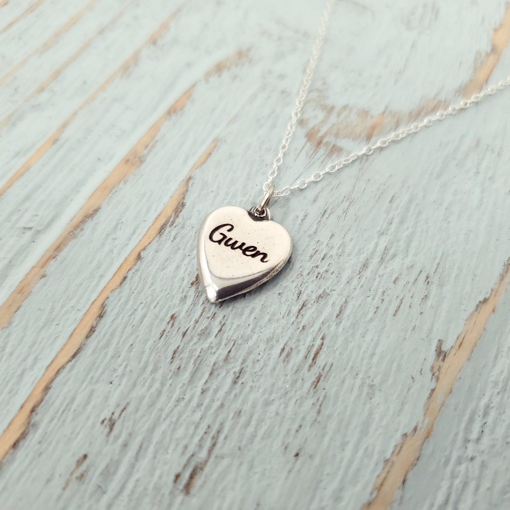 Personalized Sterling Silver Heart Initial Necklace - Custom Name Necklace Unique Gift for Her