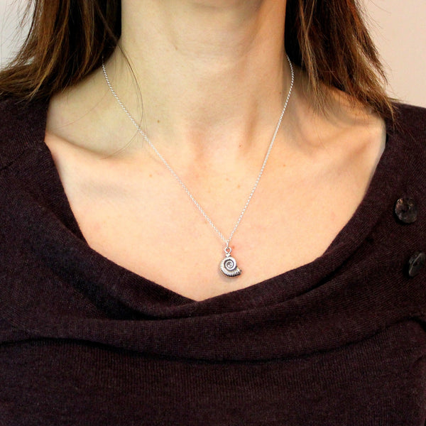 Tiny Fossil Necklace, Gold Ammonite Fossil Necklace, Ammonites Charm,  Dinosaur Fossil Jewelry, jewelry made from fossils, Nautilus Necklace