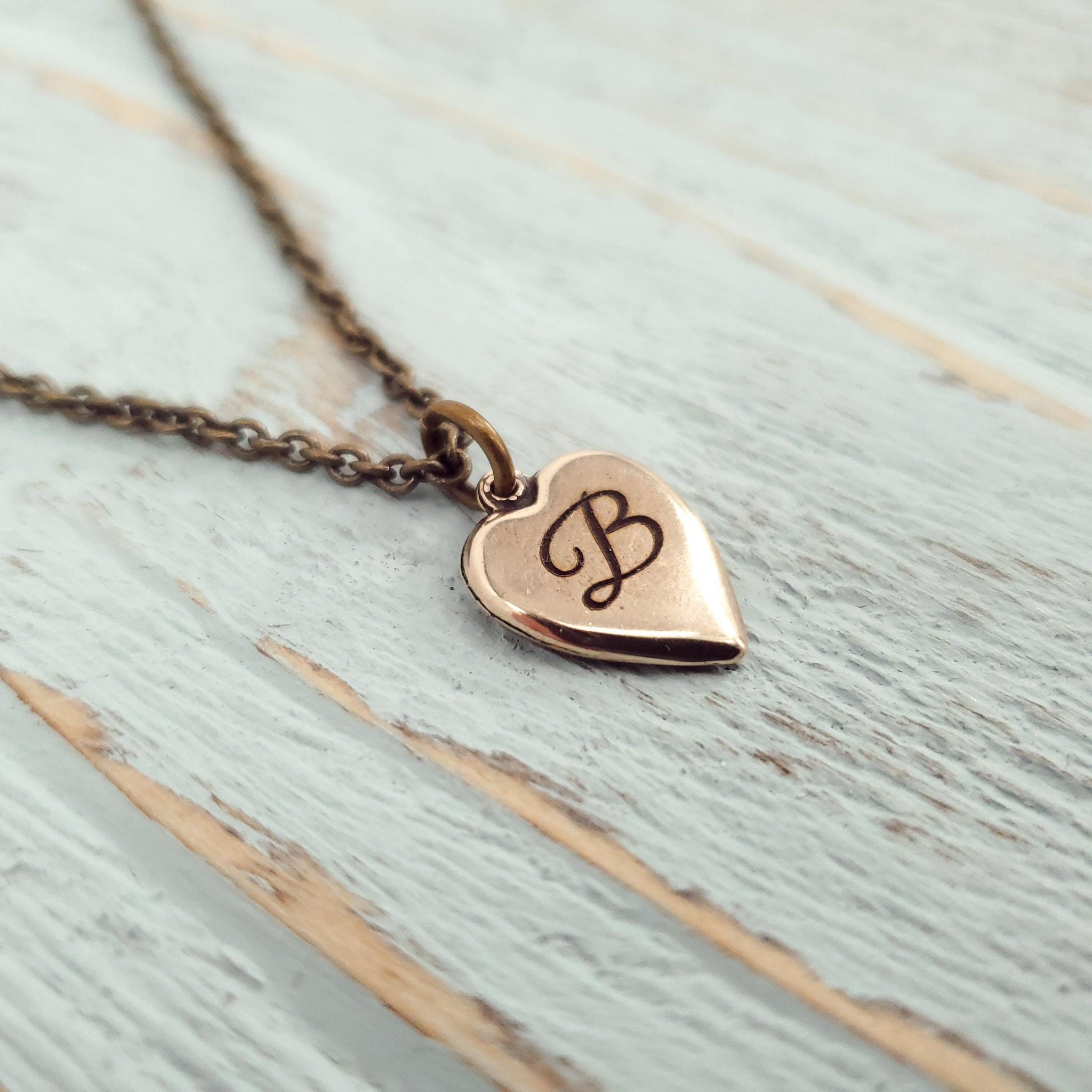 Personalized Bronze Heart Name Initial Necklace Unique Gift for Her Perfect for Birthdays and Mothers Day
