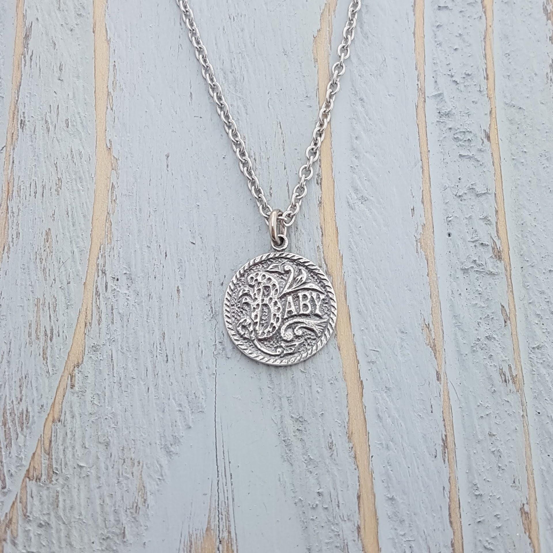 Baby Sterling Silver Love Token Necklace Love Token Coin Necklace Mothers Day Necklace Gwen Delicious Baby Gift for New Mom Jewelry Gift Mom