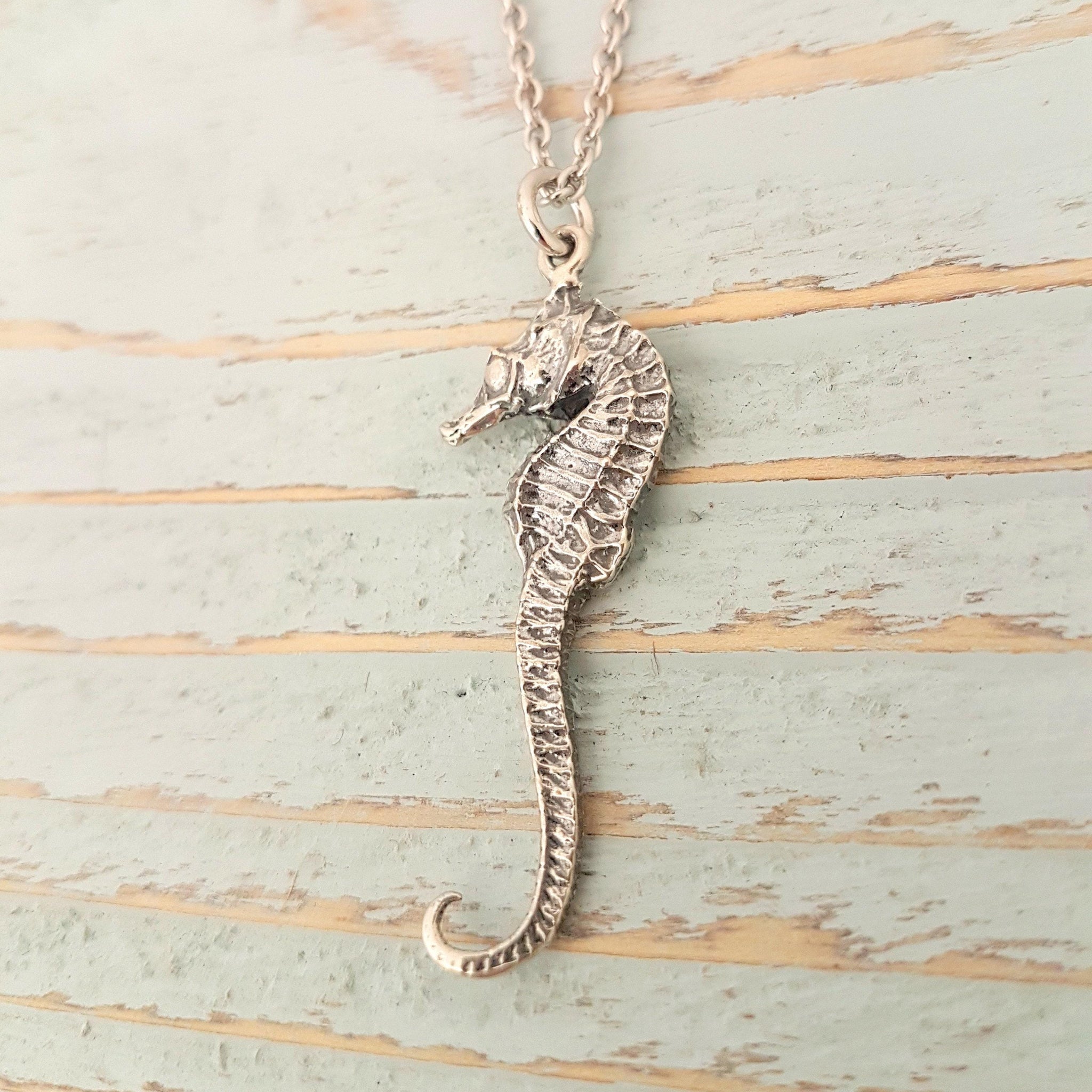 Sterling Silver Sea Horse Necklace Realistic Seahorse Charm, Seahorse Charm, Ocean Animal Jewelry, Beach Necklace, Beach Wedding