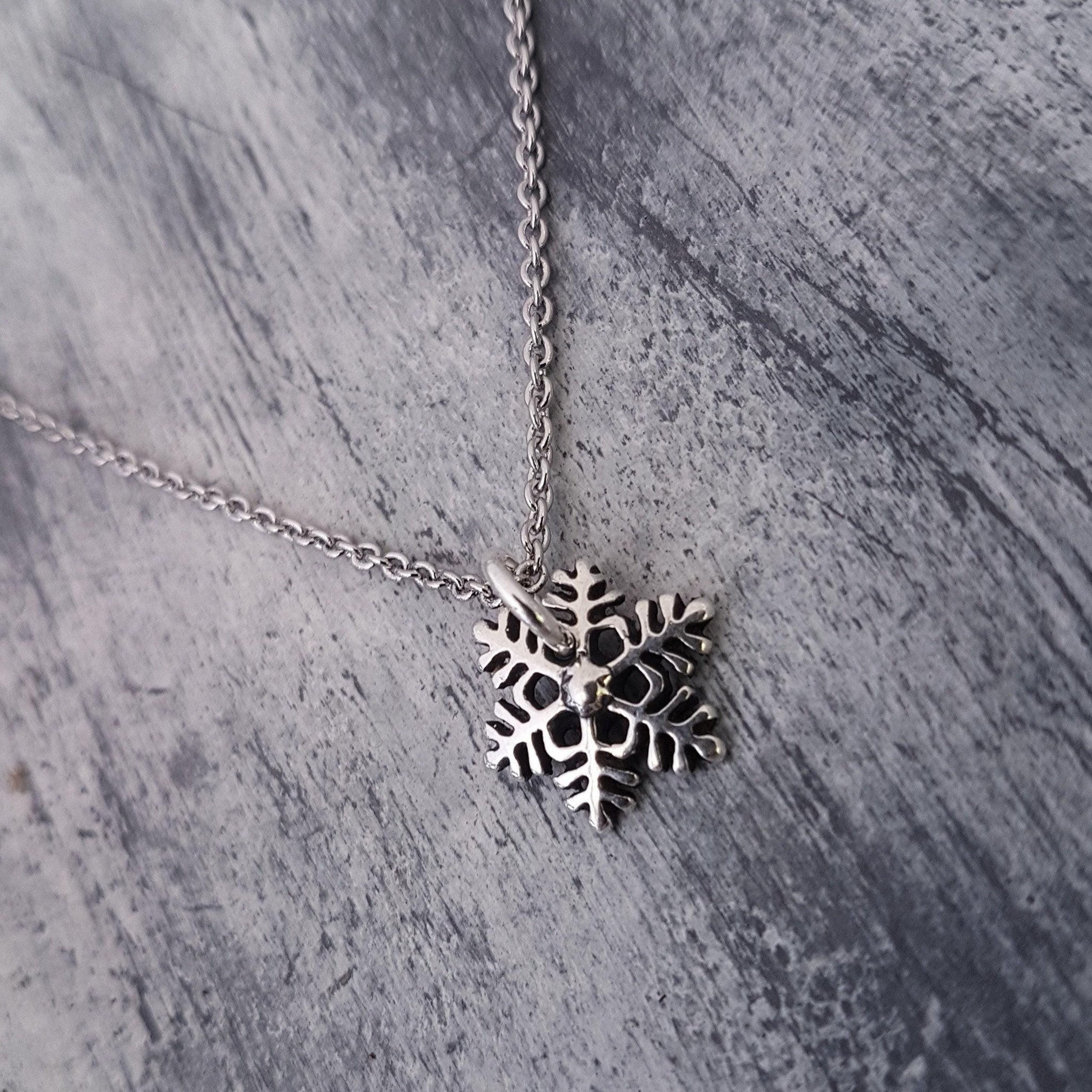 Collana Fiocco Di Neve Argento - Pendente Placcato - 45 Cm