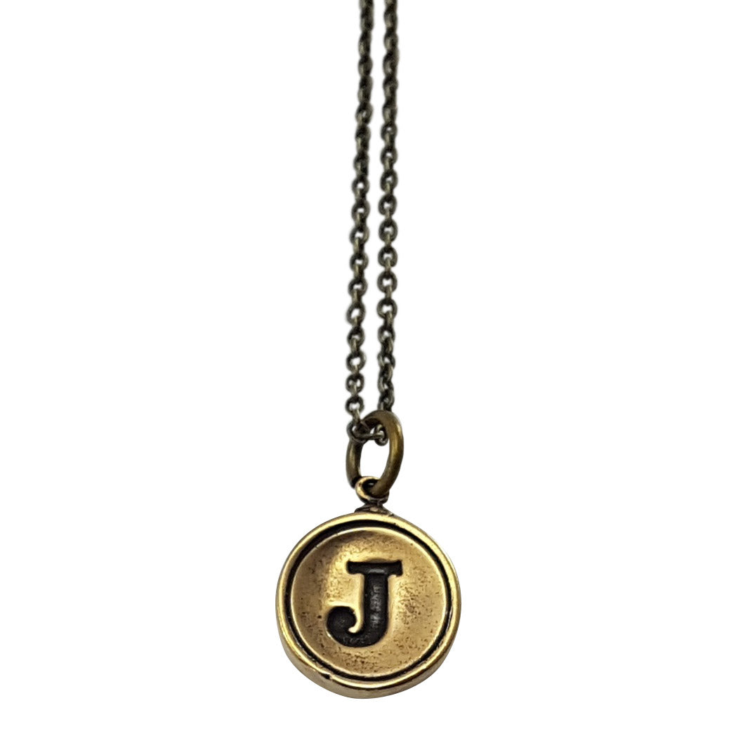 Initial Letter Necklace - Silver White Bronze - Gwen Delicious