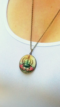 Cherry Blossom Vintage Theme Photo Locket - Gwen Delicious Jewelry Designs