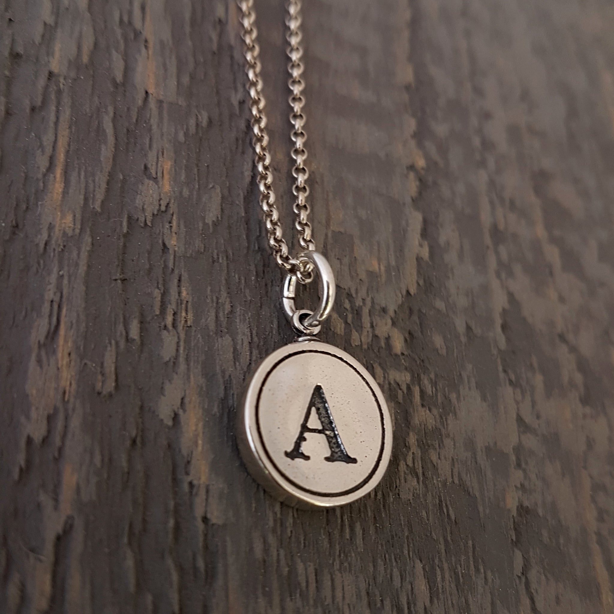Initial Letter Necklace - Silver White Bronze - Gwen Delicious