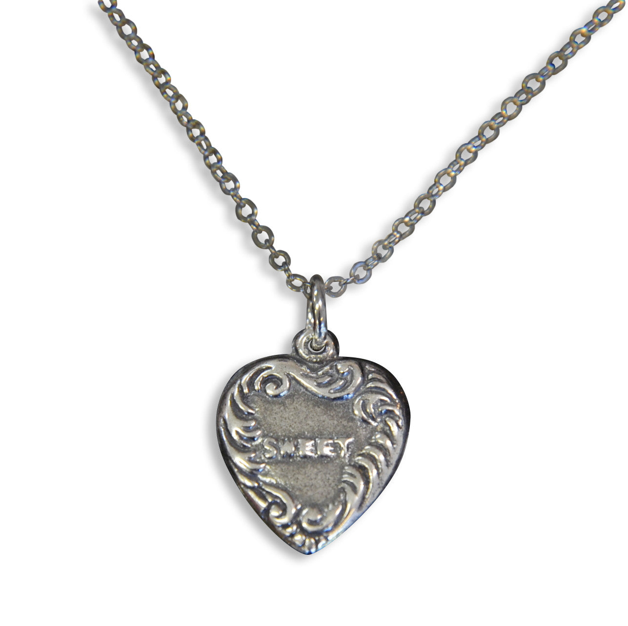 Vintage Sweet Heart Necklace Heart Charm Silver Vintage Charm - Gwen Delicious Jewelry Designs