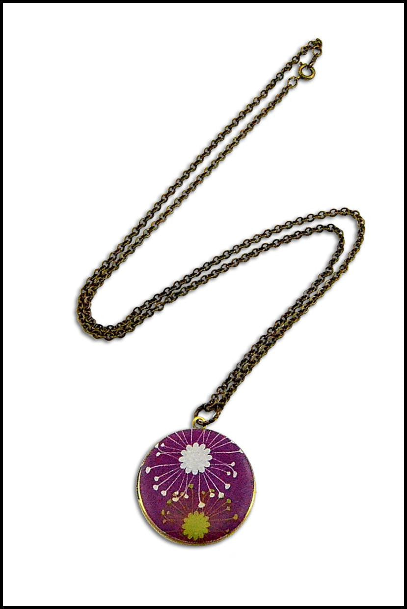 Purple Spring Vintage Theme Photo Locket - Gwen Delicious Jewelry Designs