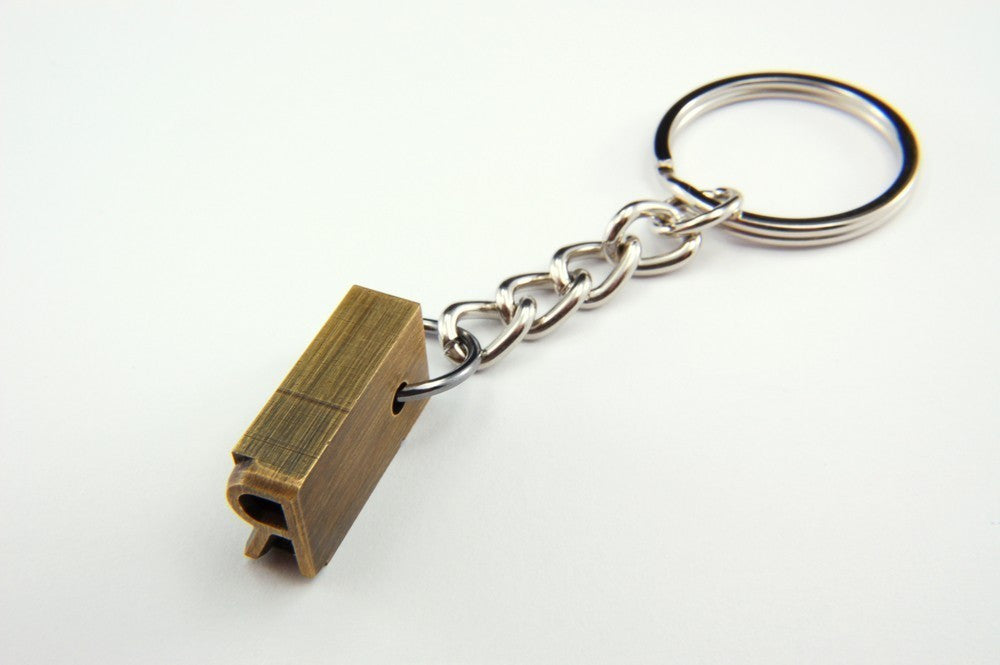 Brass Letterpress Keychain - Gwen Delicious Jewelry Designs